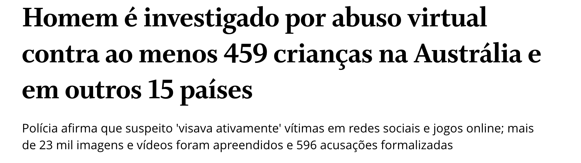 Notícia sobre perigos online