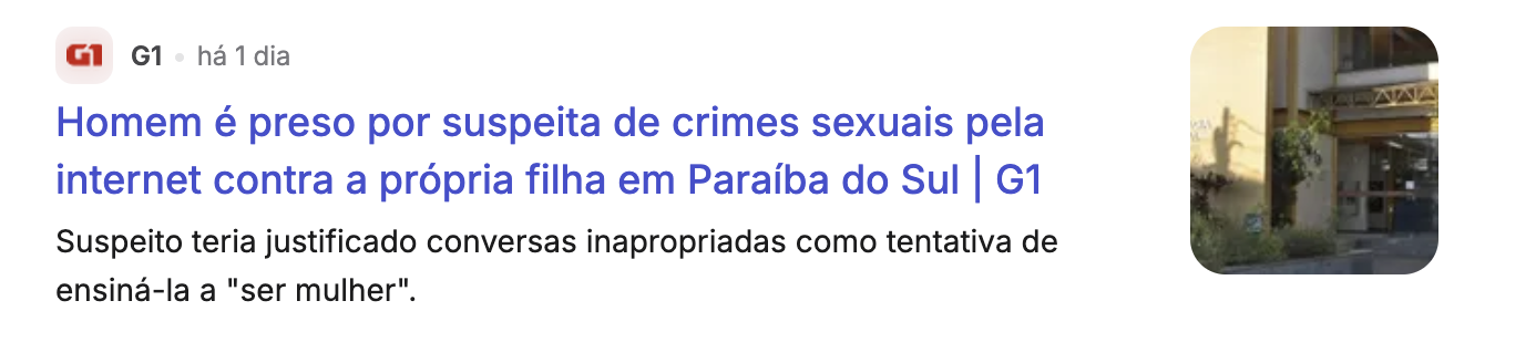 Notícia sobre grooming