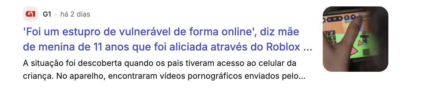 Notícia sobre cyberbullying