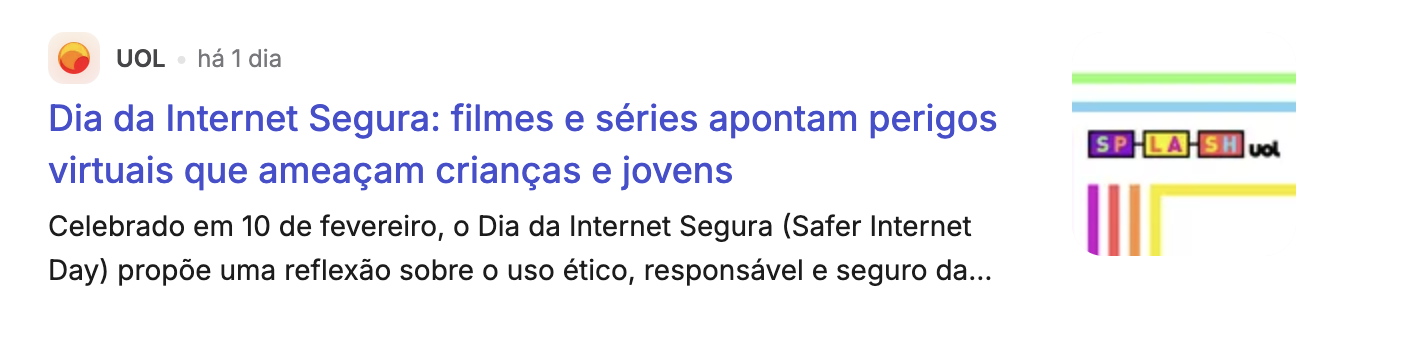 Notícia sobre controle parental