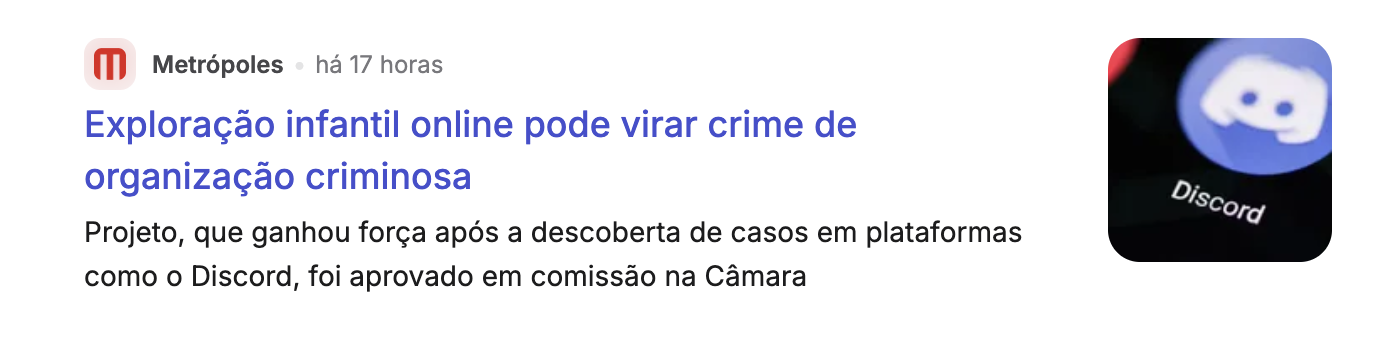 Notícia sobre segurança infantil